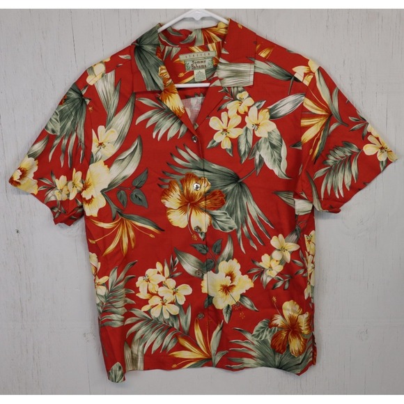 Womens Tommy Bahama Short Sleeve Button Front Hawaiian Shirt Size S Silk Stretch - Picture 1 of 5